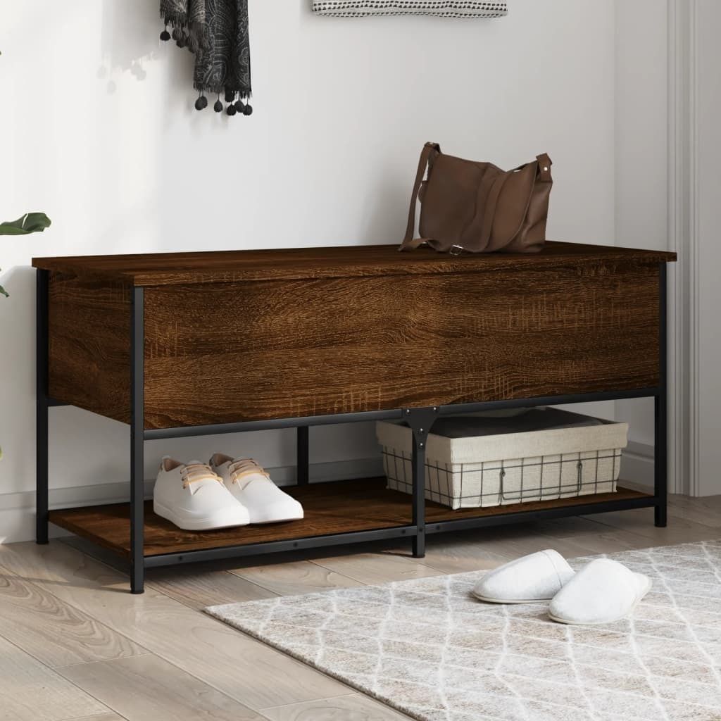 "WINTER SALE"Sitzbank - modernes Design - Schuhbank für Flur, Wohnzimmer - mit Stauraum Braun Eichen-Optik 100x42,5x47cm NEU662948 - Sitzbänke