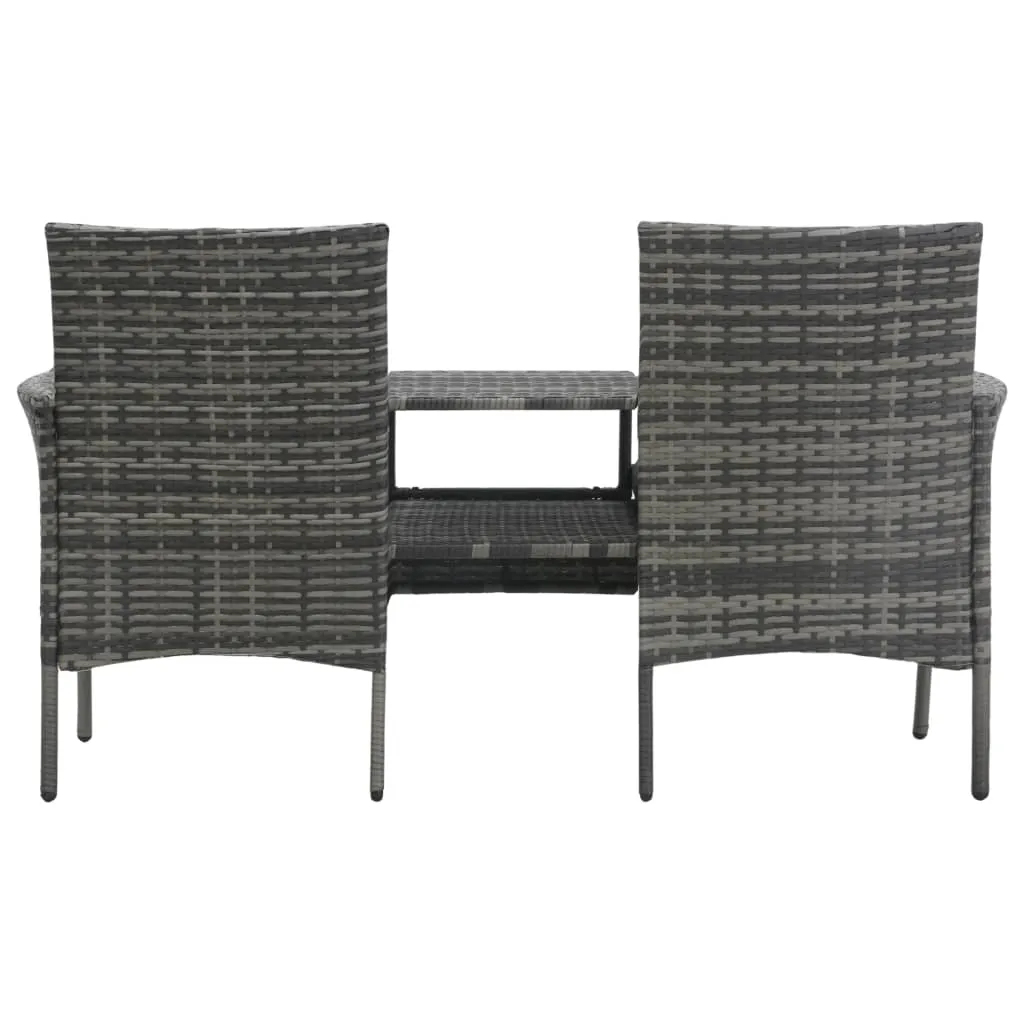 Canapé de jardin 2 places sans entretien avec table basse anthracite