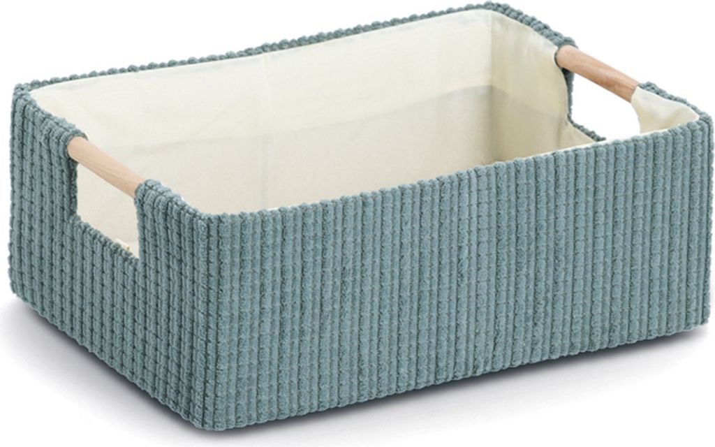 Zeller Aufbewahrungskorb, Baumwolle/Polyester/Holz,, salbei, ca. 27 x 19 x 10 cm
