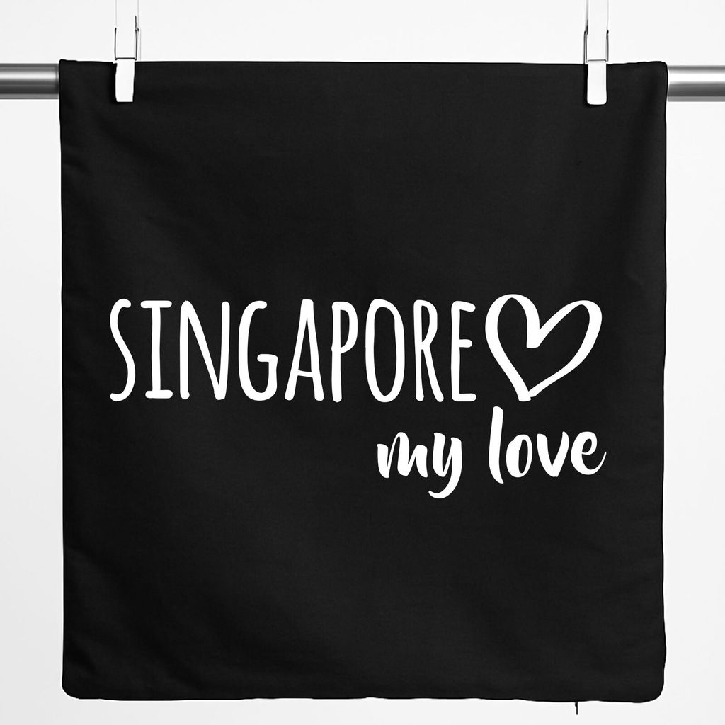 Huuraa Kissenbezug Singapore my love 40x40cm Black Baumwolle Dekokissenbezug Geschenkidee
