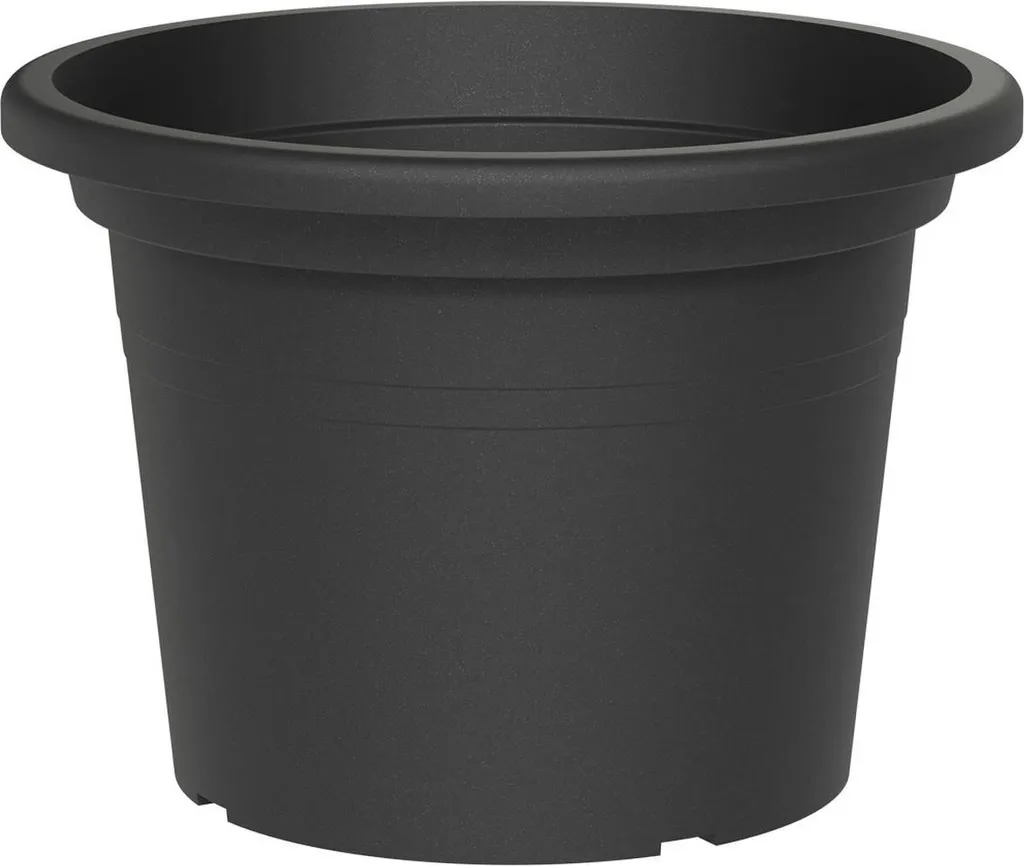Pot de fleurs rond anthracite 350mm résistant en résine Tera Basic