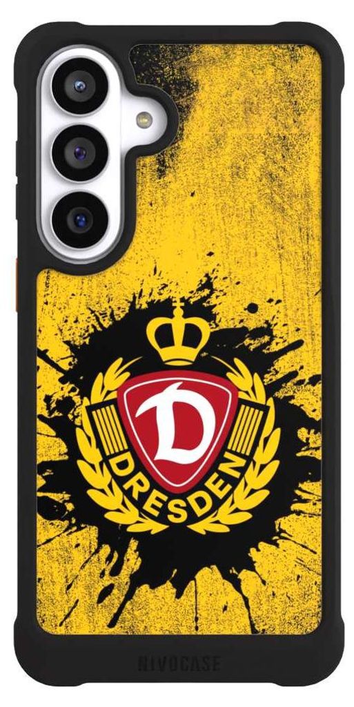 NIVOCASE Hülle für Samsung Galaxy S26+ Stoßfeste Handyhülle NIVOmax Case Schwarz Fußball Offizielles Lizenzprodukt SG Dynamo Dresden