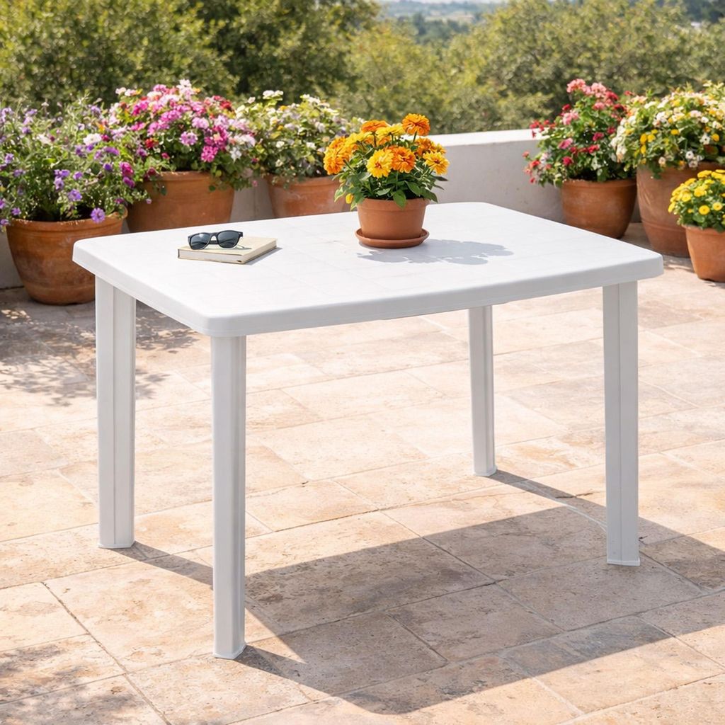 Gartentisch Outdoortisch Terrassentisch Outdoor Tisch Weiß 100x70x72cm