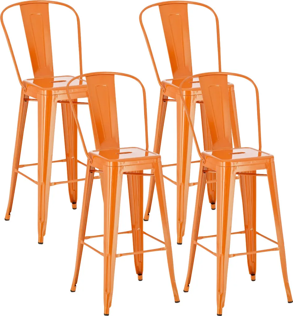 Lot de 4 tabourets de bar Aiden en métal noir pour îlot de cuisine