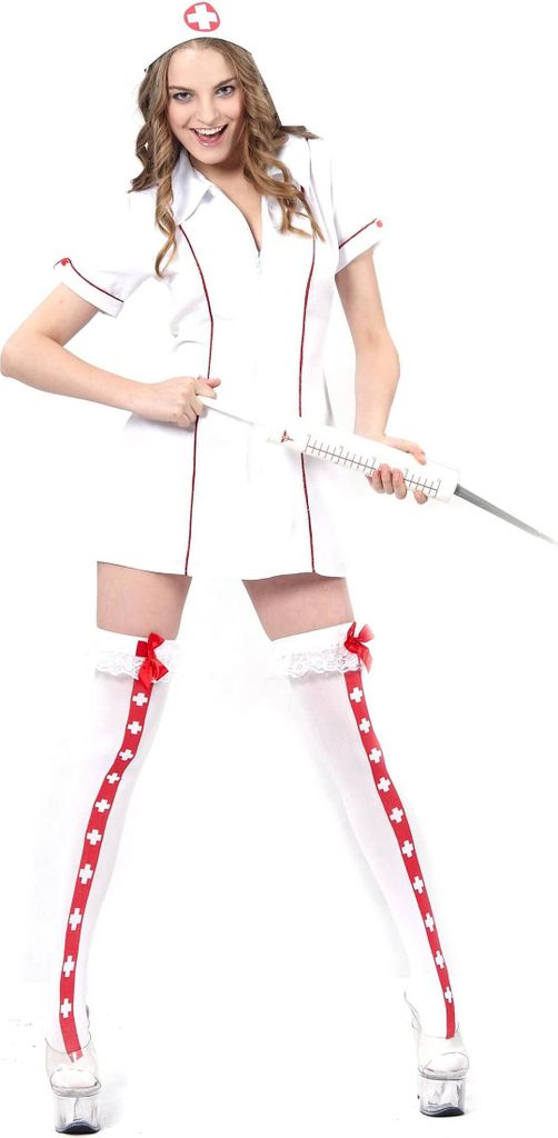 y Krankenschwesterkostüm für Damen weiss-rot M / L Produktbild 