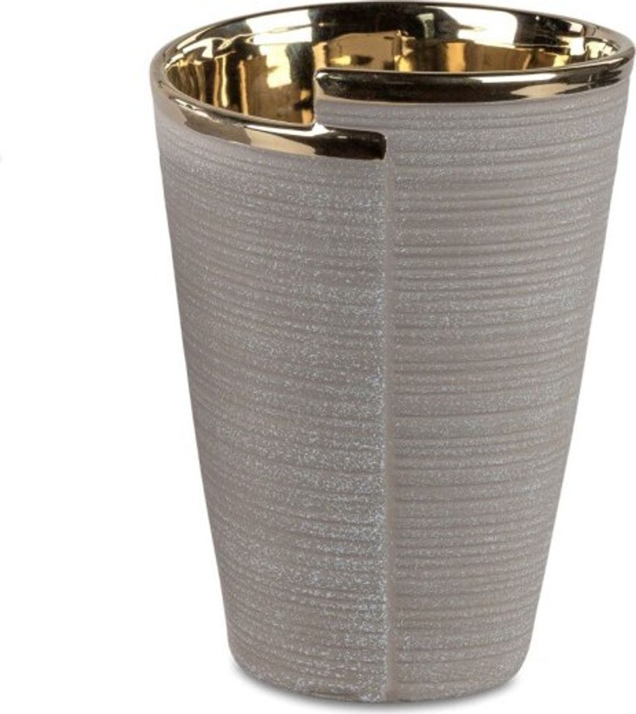 Dekorative Blumenvase Vase Dekogefäss 21cm Sand-Gold