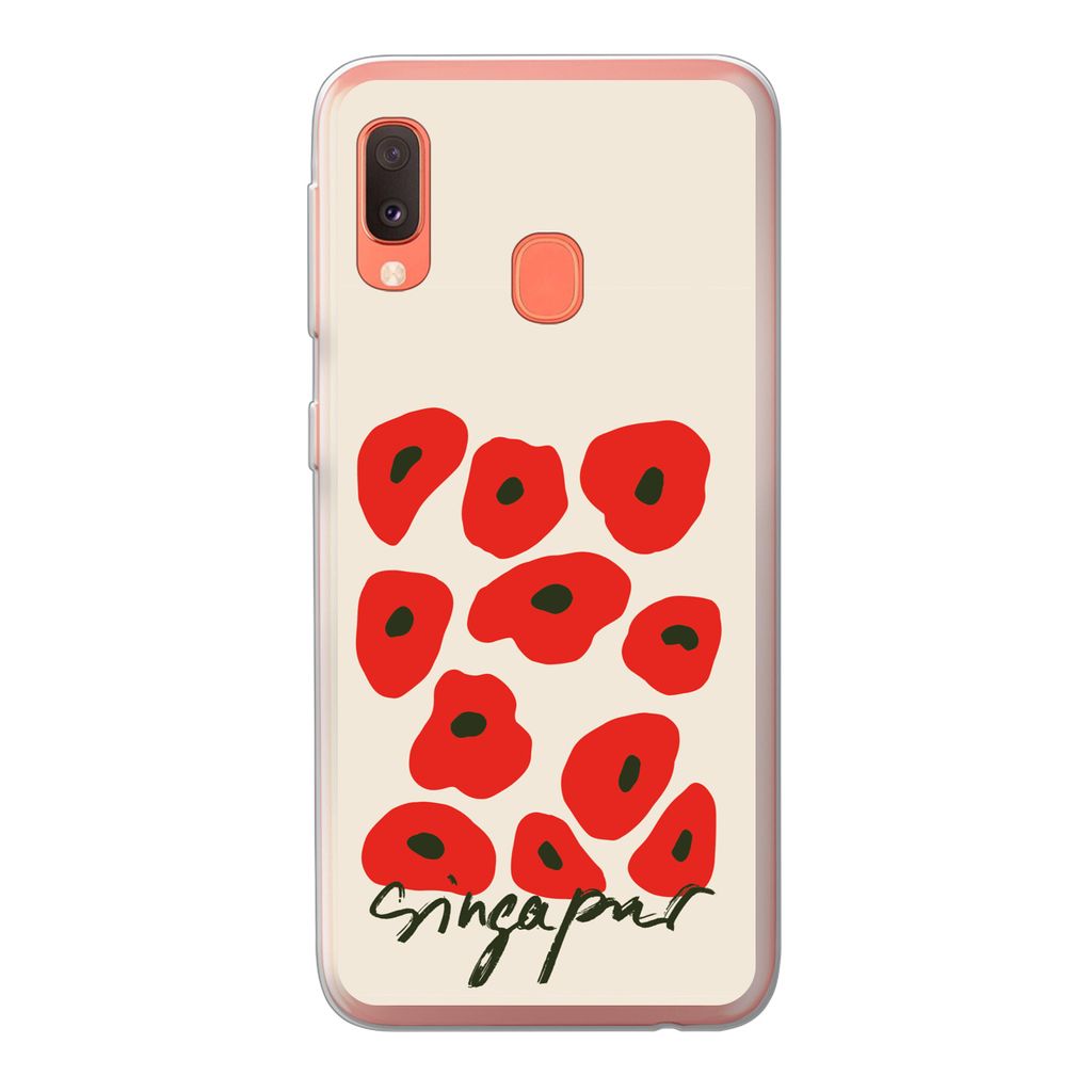 MuchoWow Handyhülle Schutzhülle Hülle für Samsung Galaxy A20e Blumen - Mohn - Muster Silikon Softcase Handy Hülle - Abdeckung