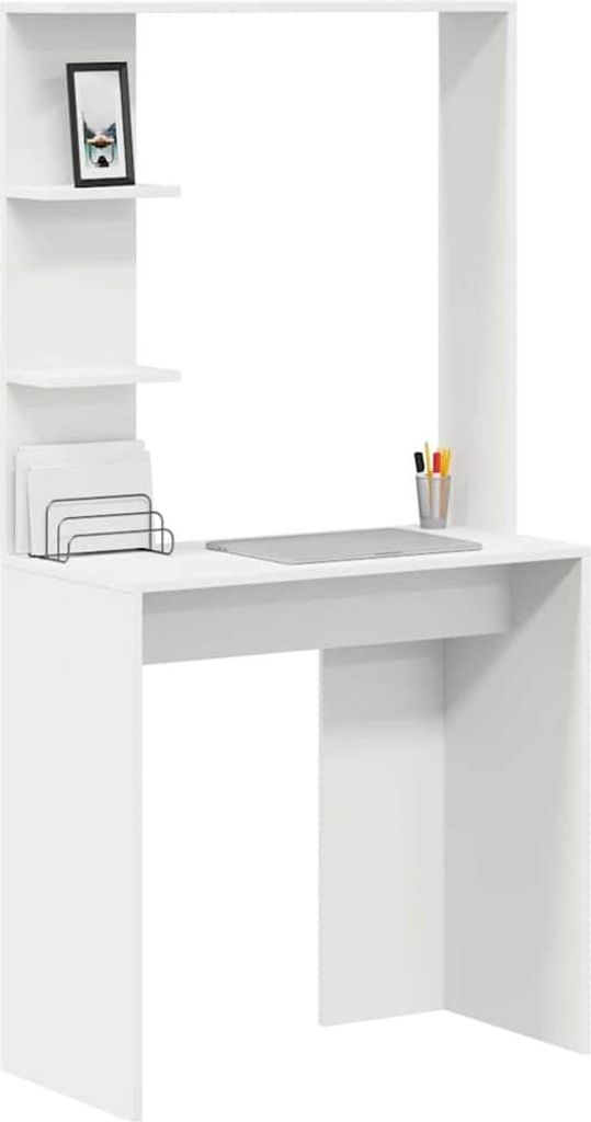 "im Sonderangebot"Schreibtisch/Büro-Möbel - CLORIS - Computertisch moderner - mit Regal Weiß 78,5 x 37 x 154,5 cm Holzwerkstoff - DEMöbel5057259
