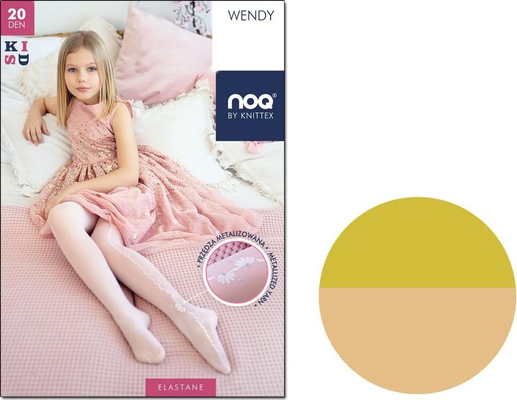 Gemusterte Strumpfhosen für Mädchen 20 den 116-122 Naturel Gold