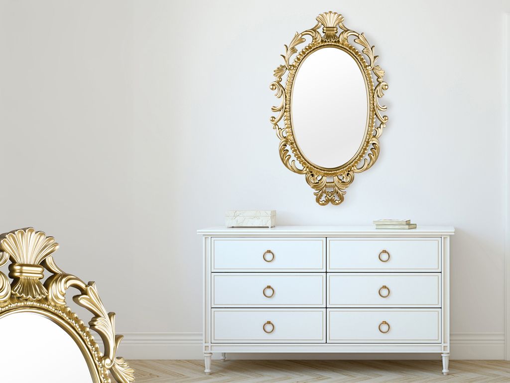 Ovaler Wandspiegel TRIXI mit Barockrahmen Gold 73x44cm Produktbild 