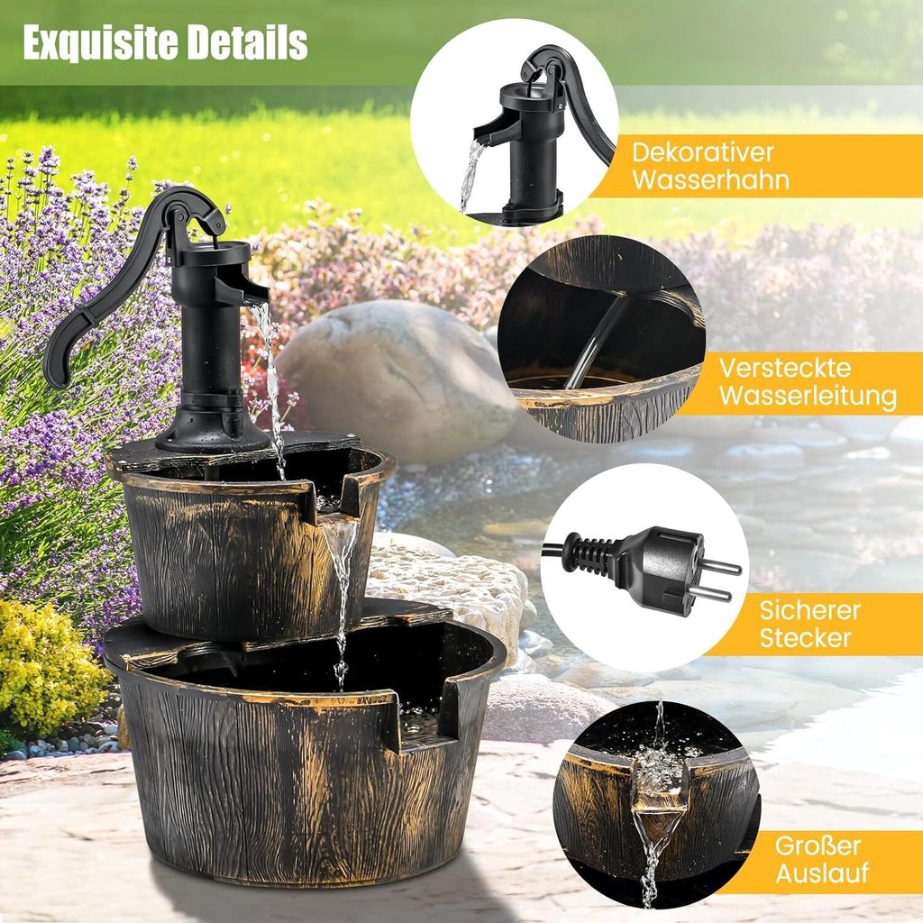 GOPLUS Gartenbrunnen Holz, Springbrunnen Zierbrunnen mit Produktbild 4