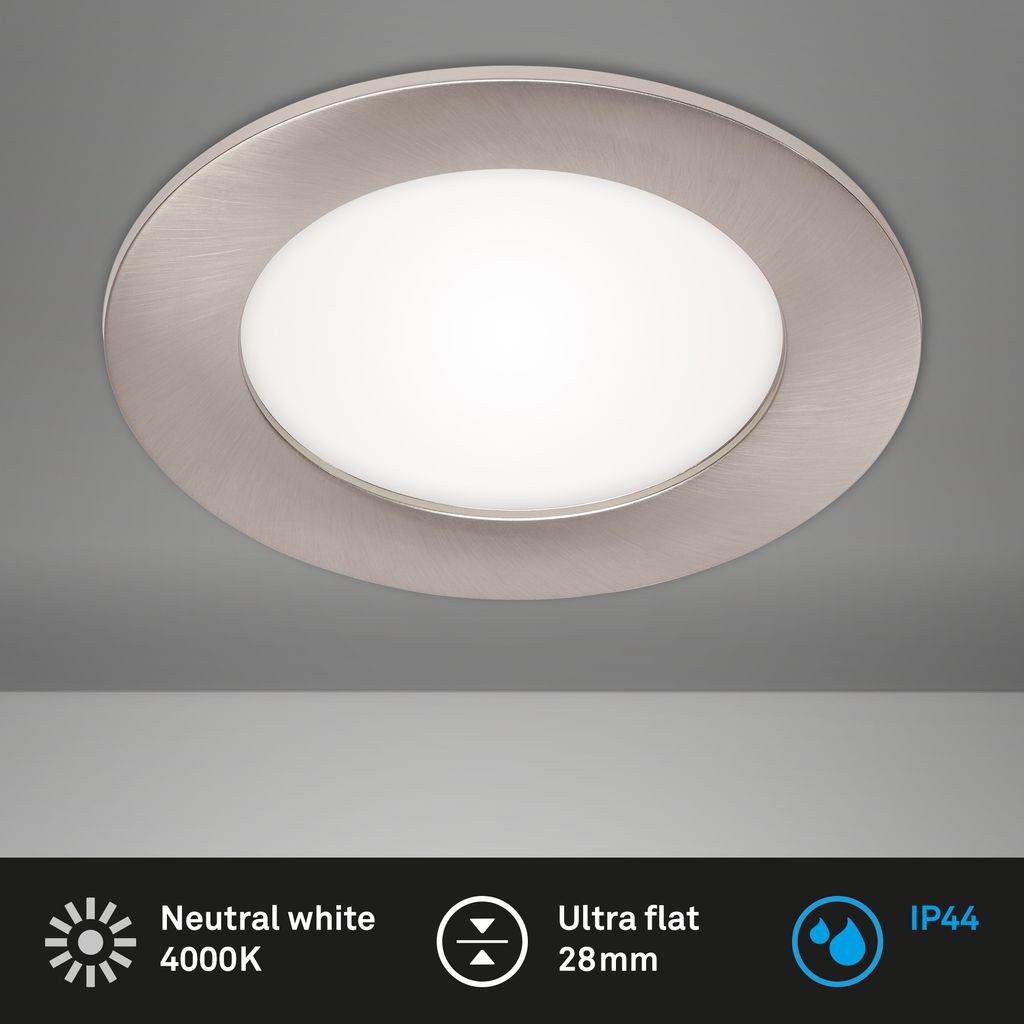LED Einbauleuchte IP44 6W 600 lm 4000 K neutralweiß nickel Produktbild 