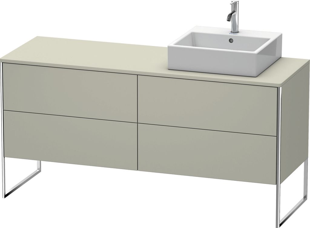 Duravit XSquare Konsolenwaschtischunterbau freistehend, 4 Auszüge, Becken rechts, 1600x778x548mm, XS4924R6060