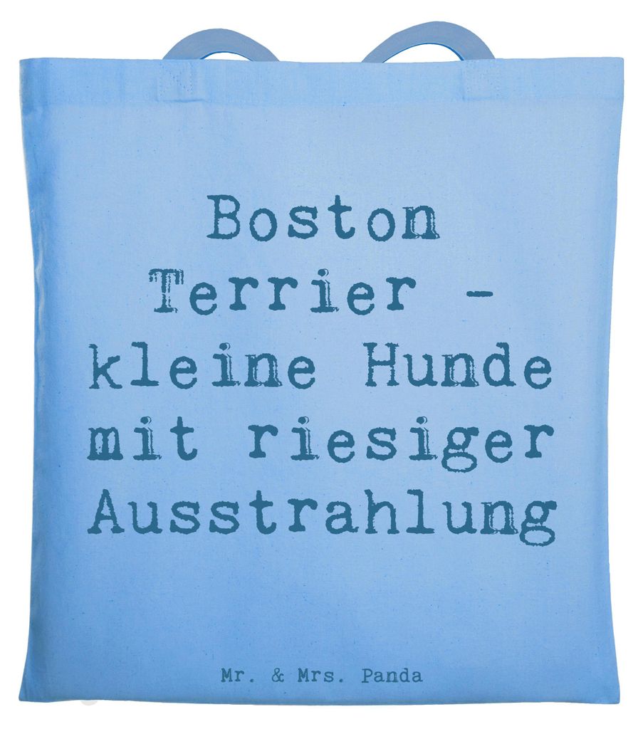 Mr. & Mrs. Panda Shopping Tasche Spruch Boston Terrier - Sky Blue - Geschenk, Hunderassen Beschreibung, Uni, Hunderasse, unerschütterliche Loyalit...