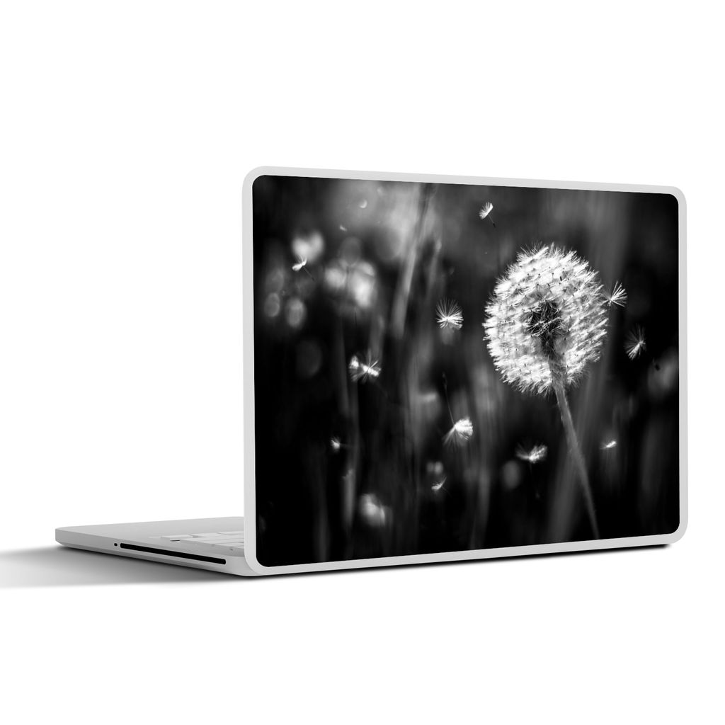 MuchoWow Laptop Aufkleber Sticker Cover Löwenzahn - Schwarz - Weiß - Pflanze 30x22 cm - Laptop-Sticker