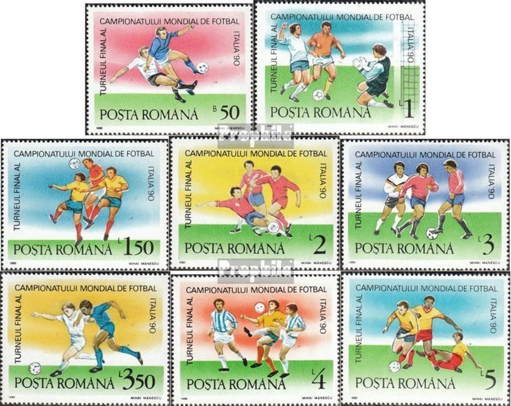 Briefmarken Rumänien 1990 Mi 4594-4601 (kompl.Ausg.) postfrisch Fußball WM 90 Italien