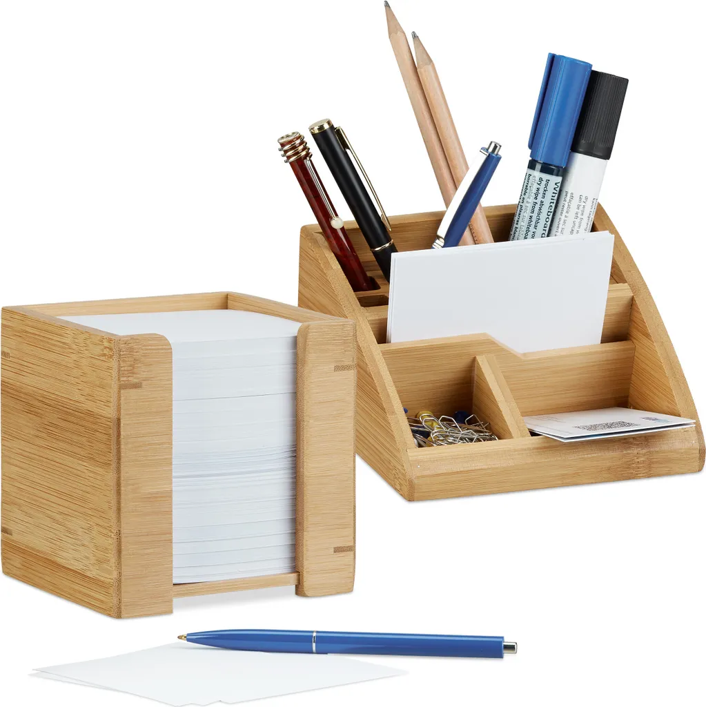 Relaxdays Ensemble de bureau 2 pièces - Organisateur en métal noir