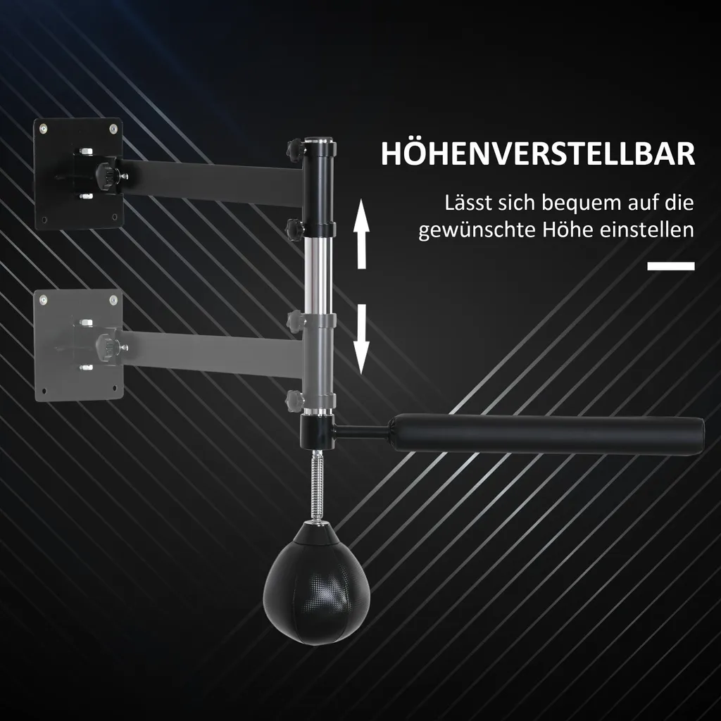 HOMCOM Support de Boxe Mural Pliable avec Barre Rotative et Speedball - 6