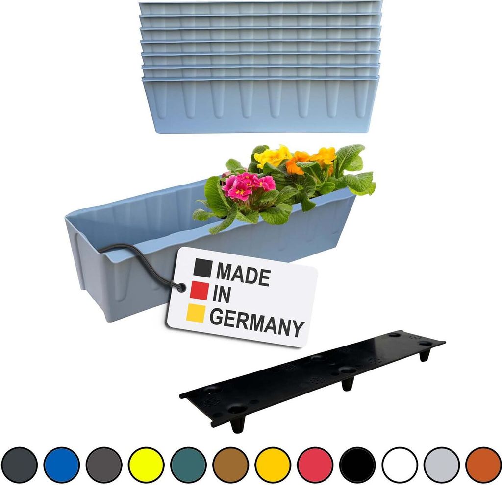 BURI 6 Euro-Paletten Blumenkästen-Einsätze inkl. Bewässerungsmatte | 37,3cm Grau | Pflanzkasten für Europalette Palette | Balkonkasten | Blumen...