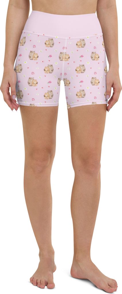 Mr. & Mrs. Panda Yoga Shorts Bären Liebe Größe M - Rosa - Geschenk, Sporthose, Damen, Partner, Blume, Sportshorts, Verknallt, Kuscheln, Freundin...