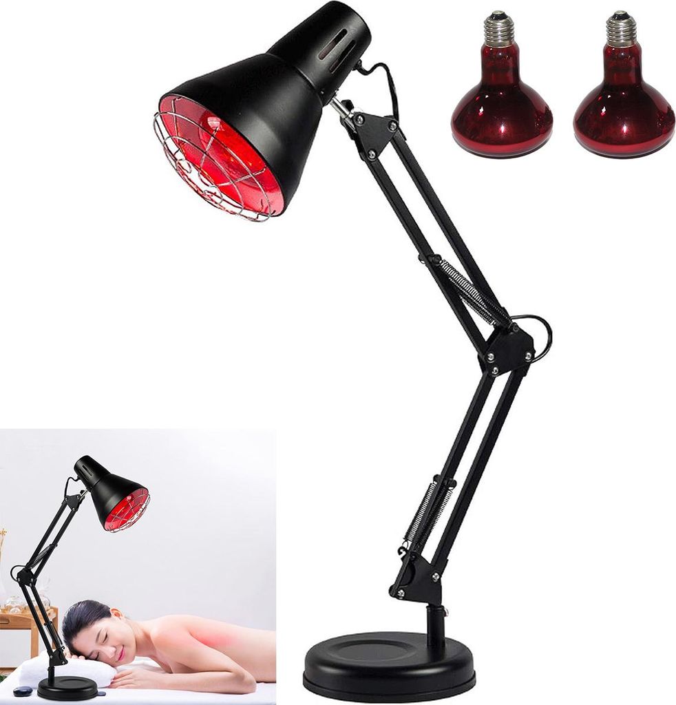 Infrarot Rotlichtlampe 150 W, Wärmelampe mit Timer & 9-stufiger Temperatur, 220 V, ohne Leuchtmittel, für Therapie & Entspannung