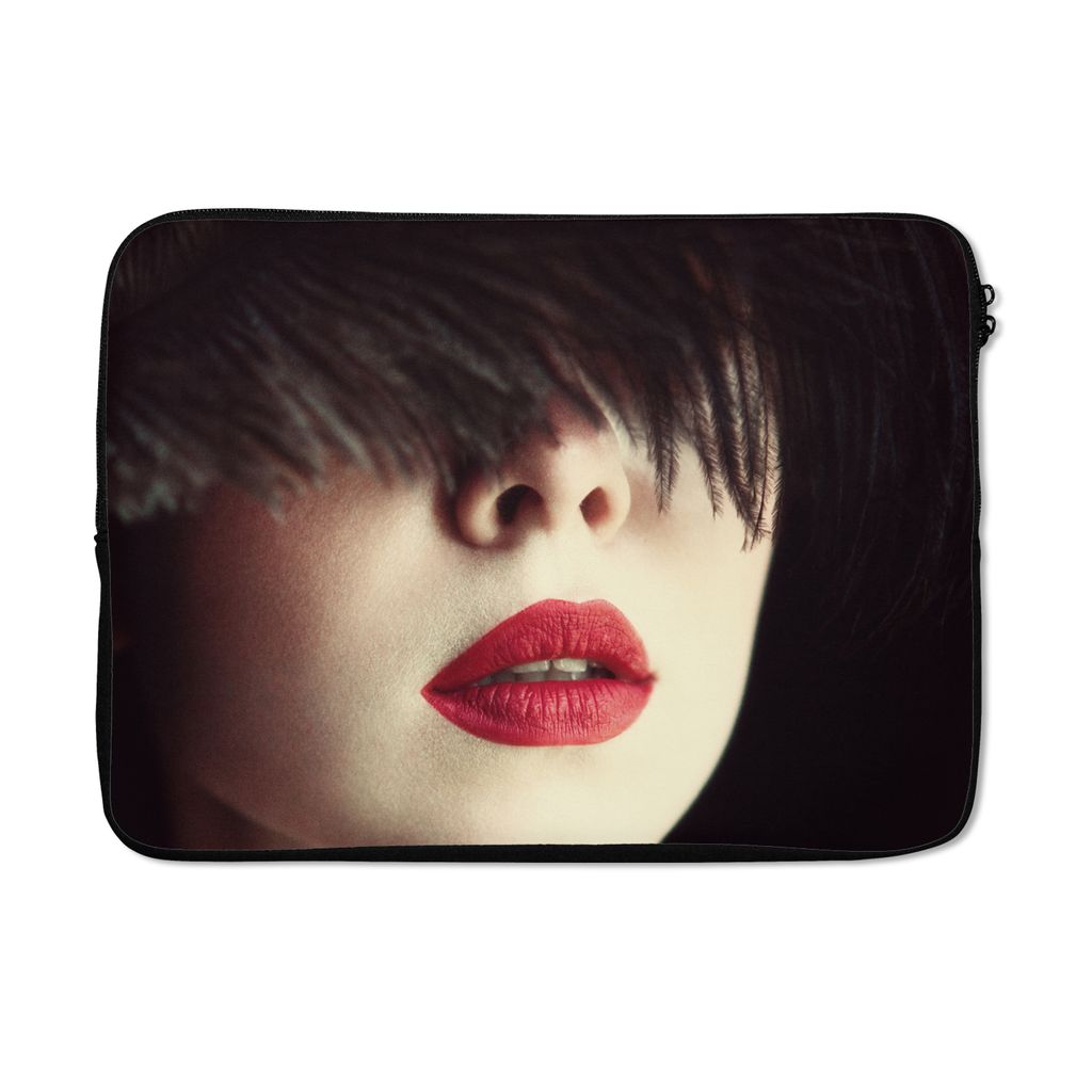 MuchoWow Laptop Hülle 14 ZollFrau - Lippen - Rot - Porträt Laptoptasche - Laptoptasche - Stoßsicher - Schutzhaube