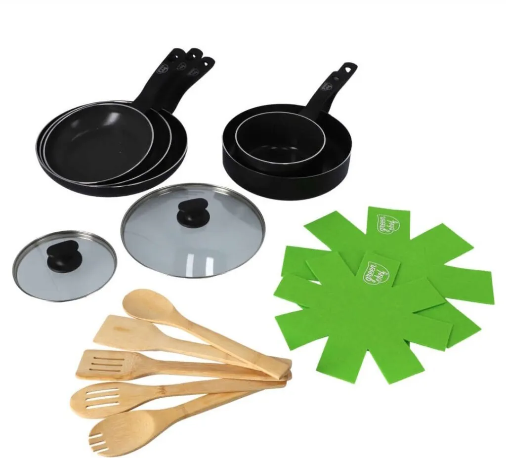 GreenChef Set Padelle 14 Pezzi Nero: Pentole in Ceramica Antiaderente