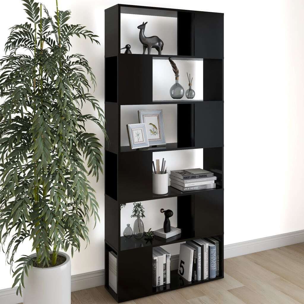 "2026 Promotion" Bücherregal - Standregal - Aktenregal - Raumteiler Schwarz 80x24x186 cm - Holzwerkstoff - Wohnzimmerschrank CC27352