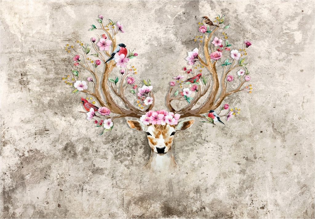 Vlies Fototapete Kinderzimmer Tiere (254x184cm - 2 Bahnen) Mädchen Hirsch inklusive Kleister Wandtapete Tapete Latexdruck UV-Beständig Montagefertig