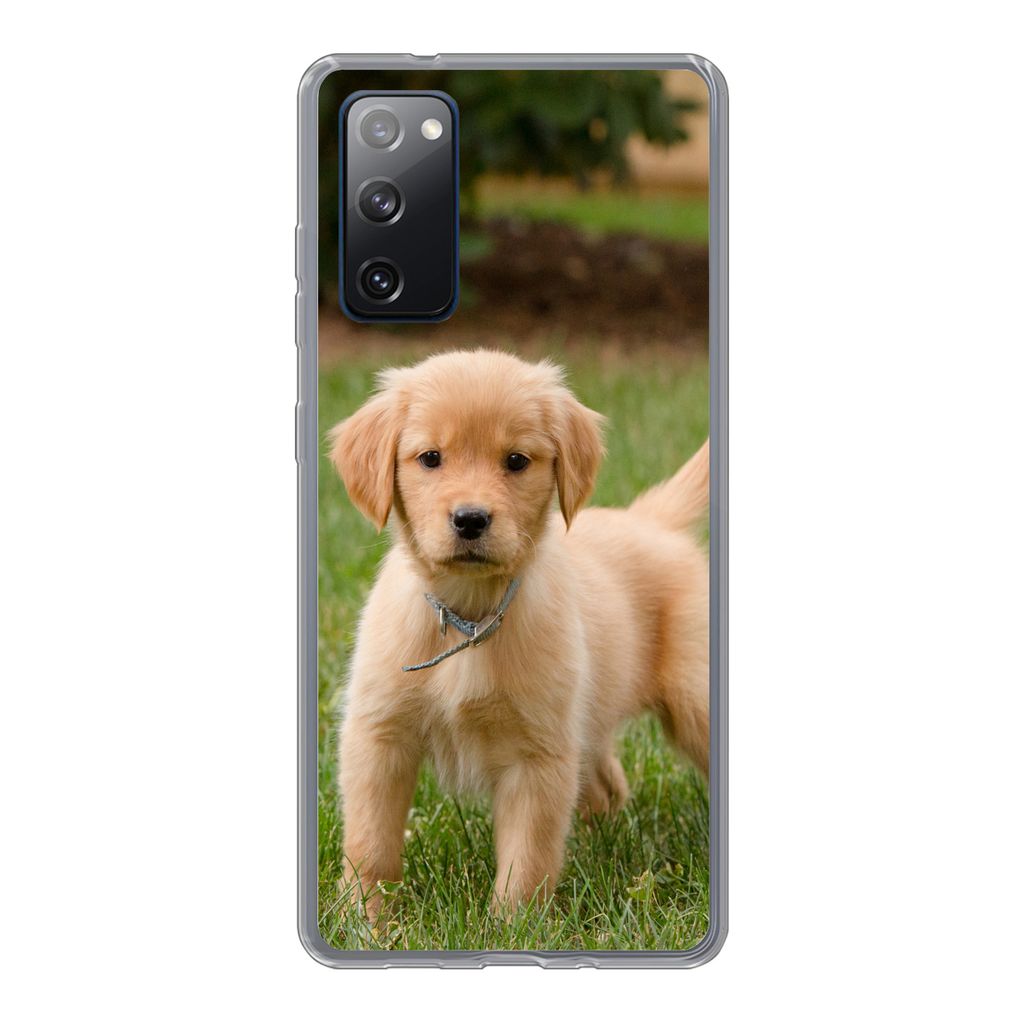 MuchoWow Handyhülle Schutzhülle Hülle für Samsung Galaxy S20 FE Golden Retriever Welpe im grünen Gras Silikon Softcase Handy Hülle - Abdeckung