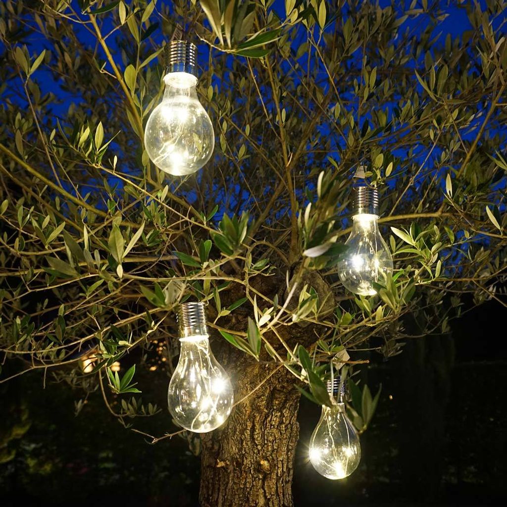 4 Stück Solar Glühbirne für Garten LED Klar Kaufland.de