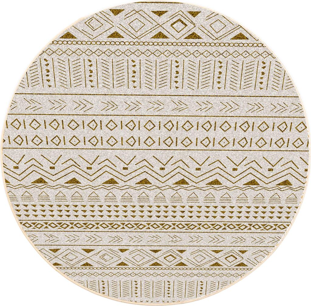 Runder Teppich NOVO Strado, modernes Beige, orientalisches Muster, für das Wohnzimmer, Sahara, 100 x 100 cm