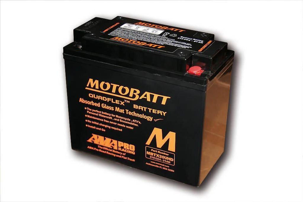 MOTOBATT Batterie MBTX20UHD, schwarzes Gehäuse.