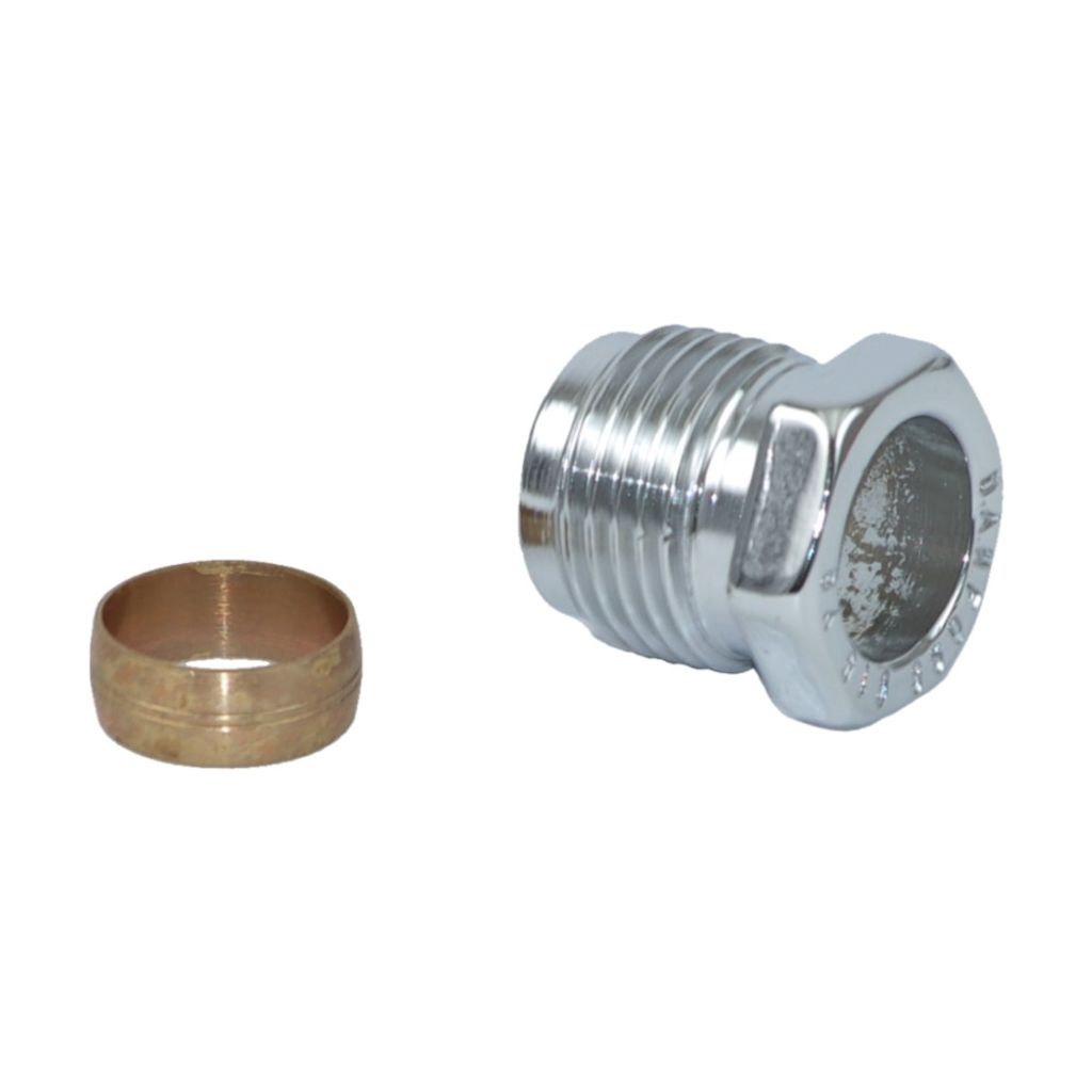Danfoss Klemmverb. f. Stahl- u. Kupferrohre, 1/2"AG, 15mm, verchromt, 013G4195