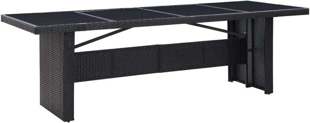 The Living Store Gartentisch Schwarz 240x90x74 cm Poly Rattan und Glas