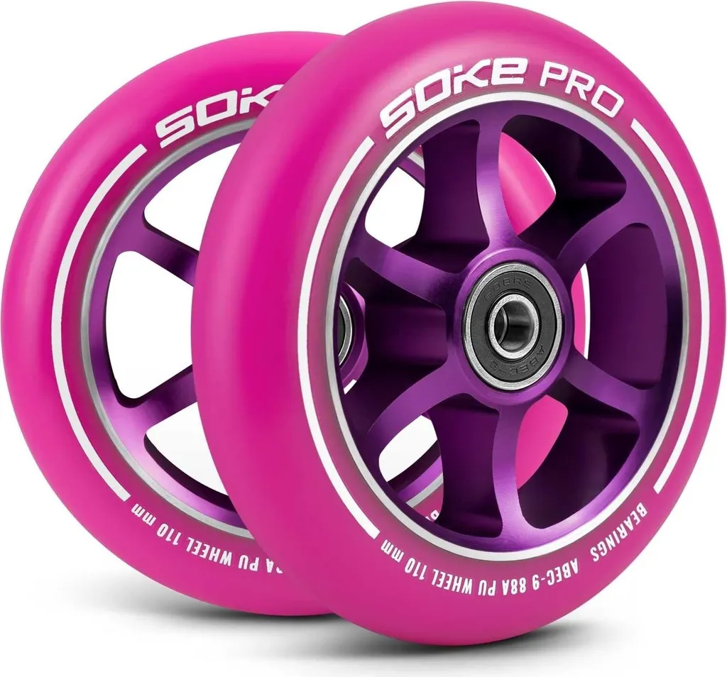 Roues roses 110 mm pour trottinette freestyle - Pack de 2 pour park