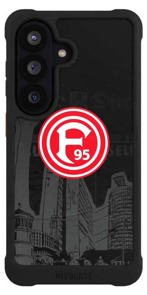 NIVOCASE Hülle für Samsung Galaxy S26 Stoßfeste Handyhülle NIVOmax Case Schwarz Fortuna Düsseldorf Logo Offizielles Lizenzprodukt