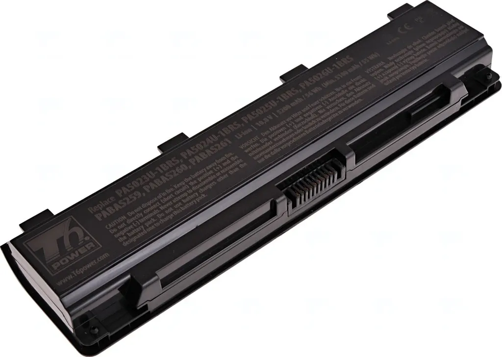 Batteria T6 Power per Toshiba Satellite C50D serie, Li-Ion, 10,8 V, 5200 mAh (56 Wh), nero