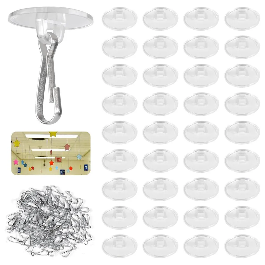 Crochets de Plafond Adhésifs avec Clips pour Drapeaux et Décorations