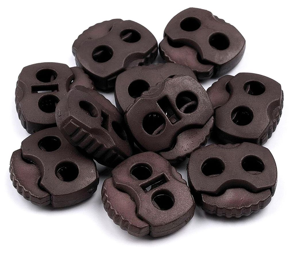 10 Kordelstopper mit zwei Löchern 20x20mm, Durchzug 5mm - Produktbild 