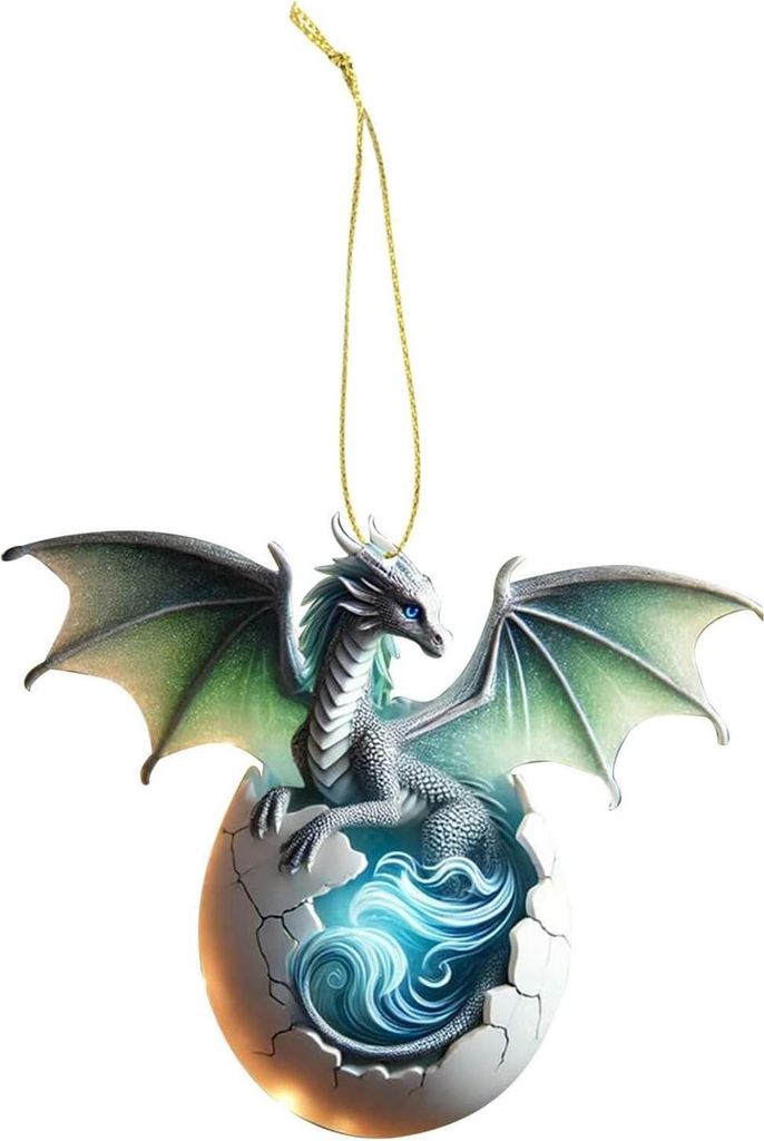 Elementardrache-Weihnachtsornament, 2D-Drachenanhänger aus Acryl, Auto-Innenraum, Baum-Hängedekoration, Geschenk für Drachenliebhaber