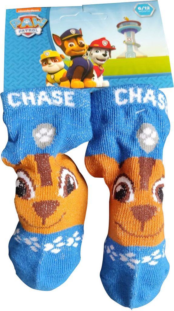 Nickelodeon Paw Patrol Baby Socken mit Hund Chase blau braun Größe 18/20