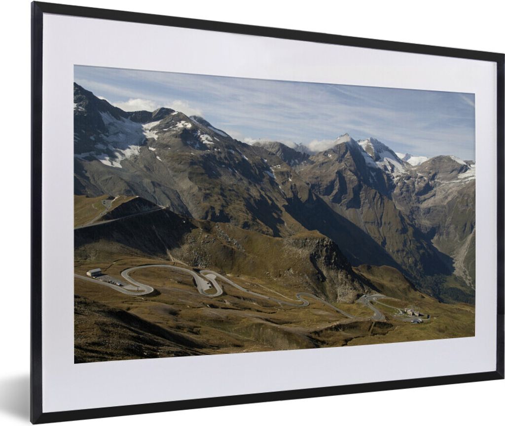 MuchoWow MuchoWow Gerahmtes Poster Die Landschaft der Europäischen Alpen am Großglockner 60x40 cm - Poster mit zchwarzem Bilderrahmen - Schla...