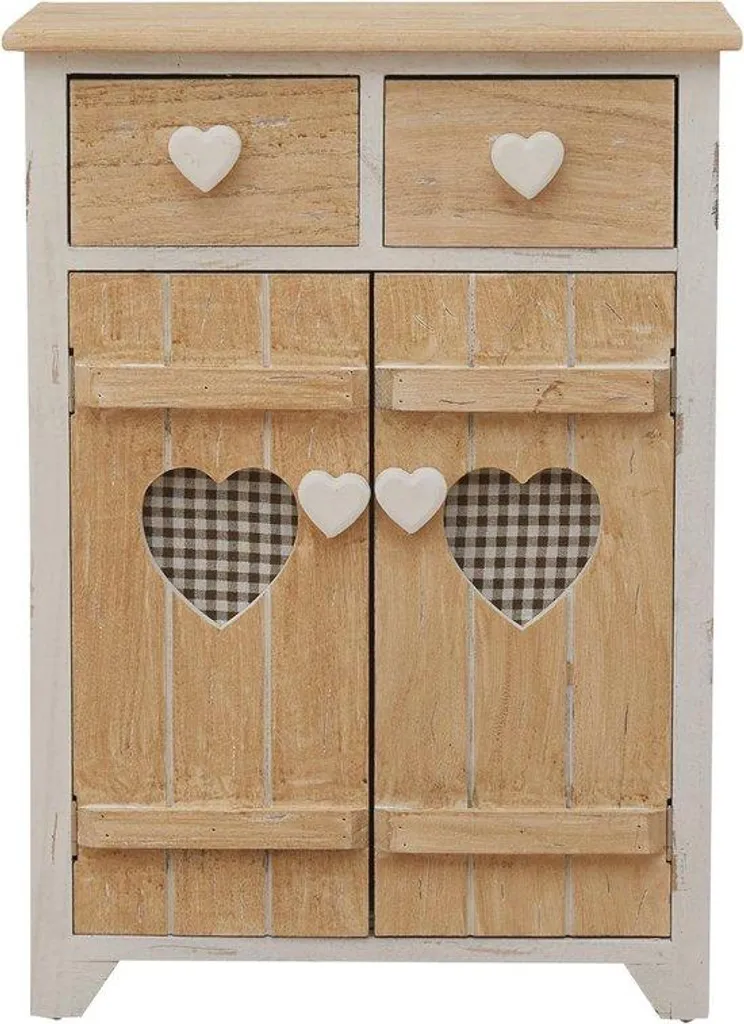 Table de chevet 2 tiroirs avec finitions bois clair beige et blanc
