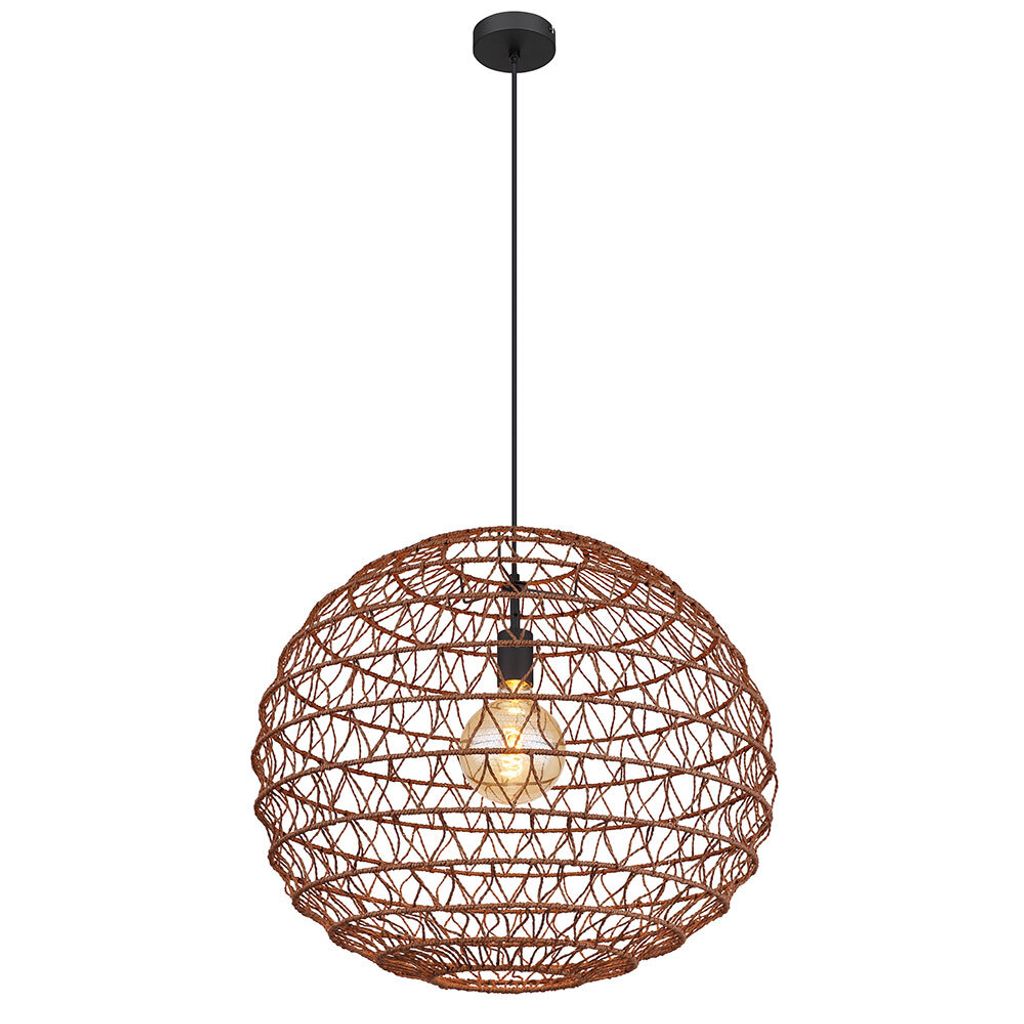 Pendelleuchte, Metall, dunkelbraun, Boho, E27, D 59 cm