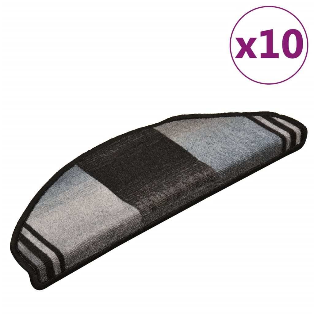 Möbel Stufenmatten Selbstklebend 10 Stk 65x21x4 cm Schwarz Grau - Stufenmatten 149835