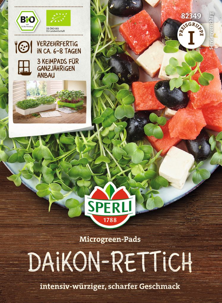 SPERLI Microgreen-Pads Daikon-Rettich Raphanus sativus 3 Pads