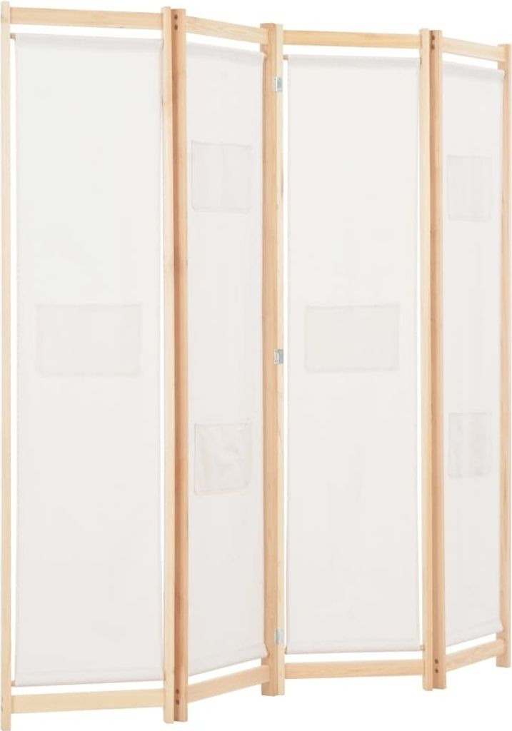 Eleganter Möbel 4-teiliger Raumteiler Cremeweiß 160 x 170 x 4cm Stoff - CJG795010 - Paravents