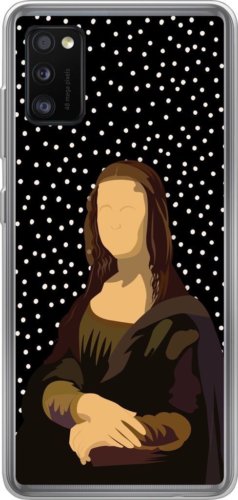 MuchoWow Handyhülle Schutzhülle Hülle für Telefoonhoesje Samsung Galaxy A41 Leonardo da Vinci - Alte Meister - Dots - Schwarz Silikon Softcas...