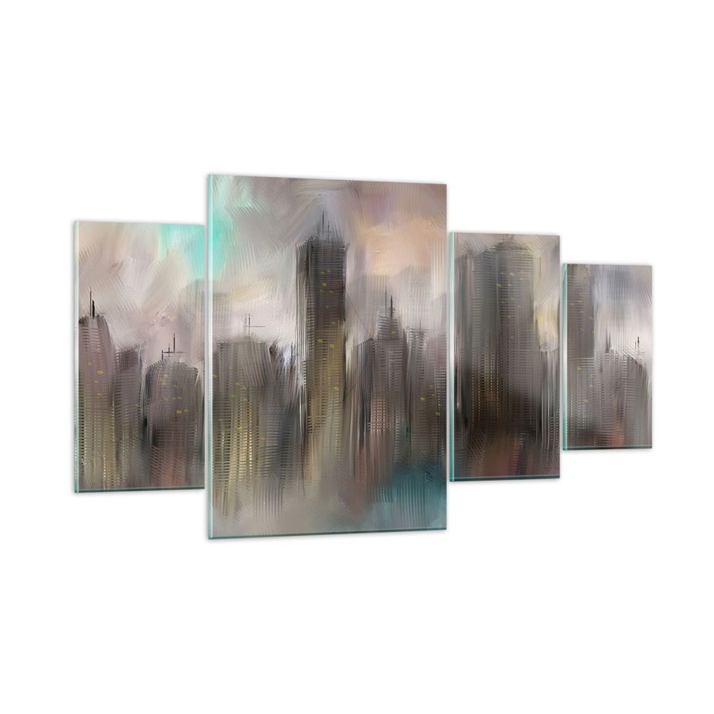 Bilder auf glas - Stadt Abstraktion - 160x90cm - Glasbilder - Wandbilder - Kunstdruck - zum Aufhängen bereit - Wanddekoration aus Glas - Glas Bild...